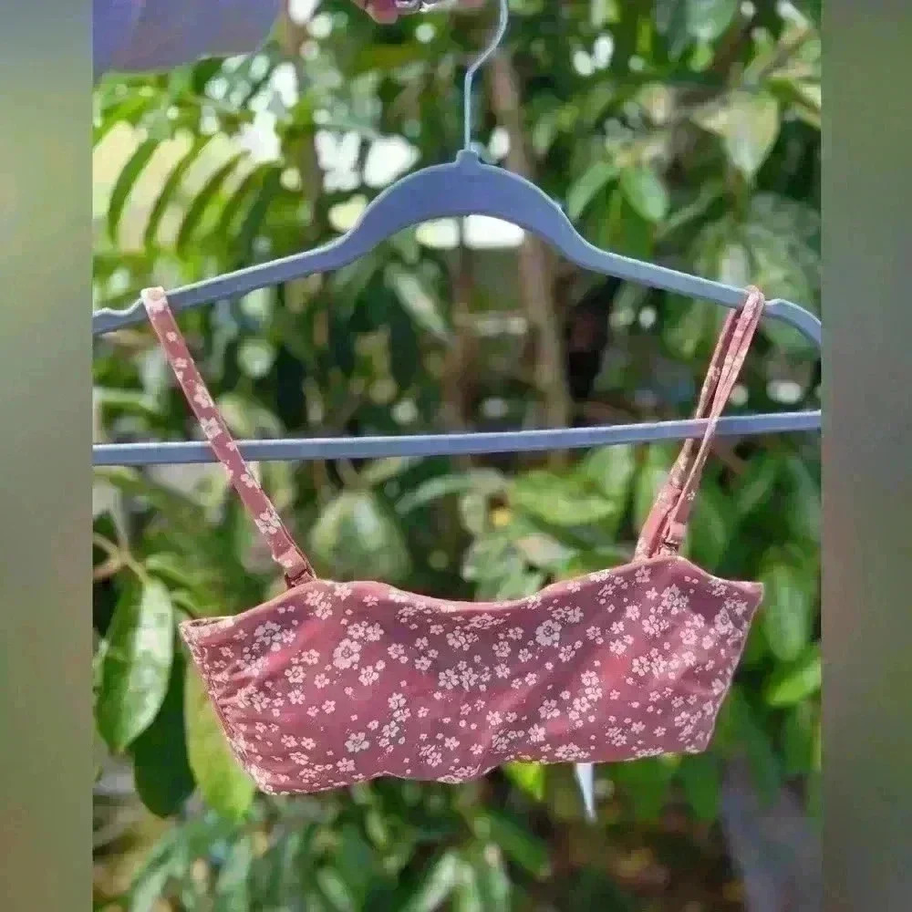 $70 Andie Swim Bora Bora Top Ditsy Floral Rose Pink Size Feminine Girly Dainty